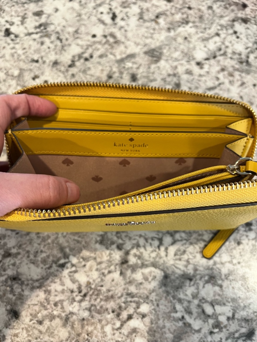 kate spade Yellow Pebbled Leather Zip Wallet - Picture 3 of 11